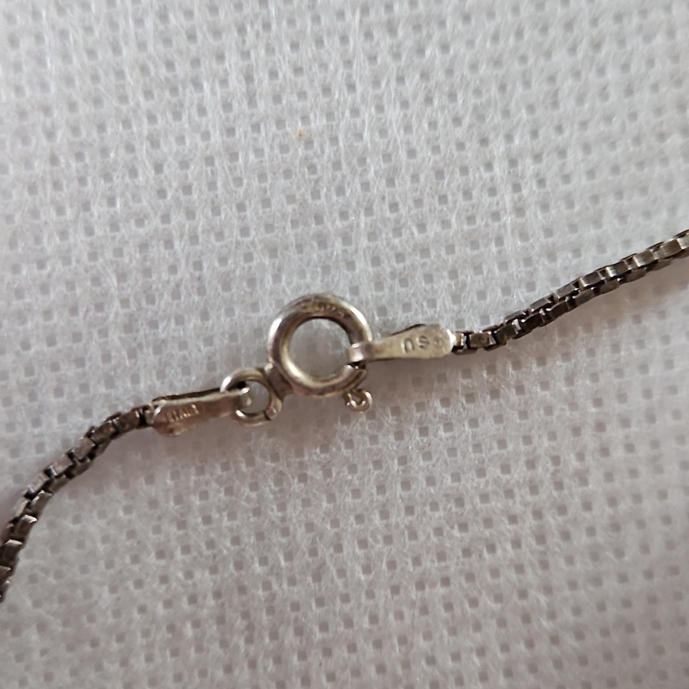 925 Silver Chain Necklace & Gothic Silver Cross With Black Gemstone, Vintage 90s - Picture 5 of 5